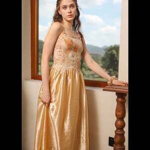 Rosie Posie Luxe Rose Gold A-Line Dress Large Renaissance Fairycore